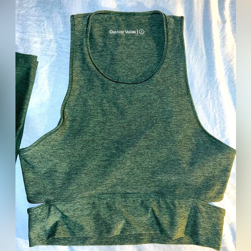 Outdoor Voices Slashtop Crop Top Dark Green Small